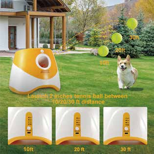 Automatic Dog Ball Thrower Launcher with 3 Adjustable Distances, Interactive Indoor & Outdoor Dog Toy with 3 2.3-Inch Balls for Small & Medium Dogs